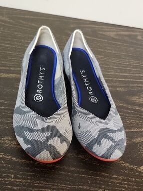 Rothy's Camo Flats Size 8 Gray Knit Round Toe